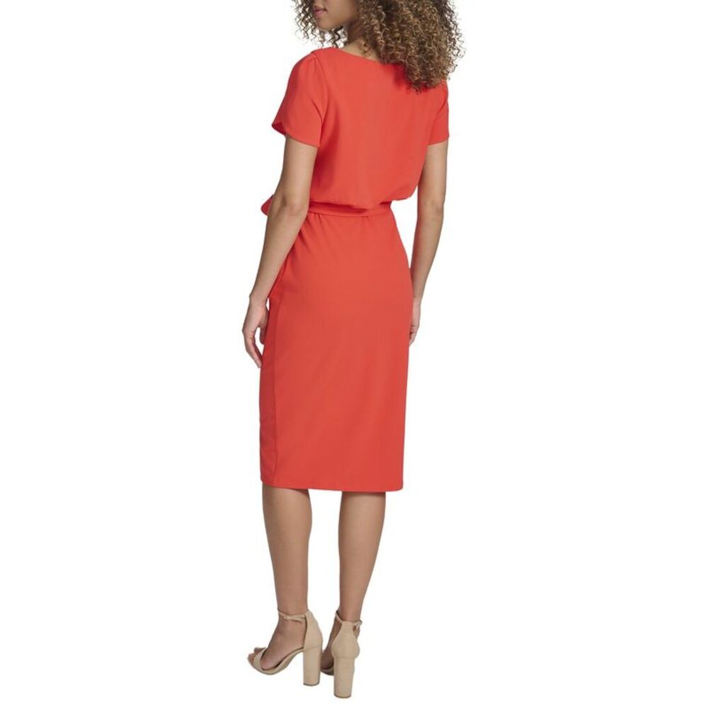 Kensie Womens  Crepe Scuba Midi Dress, Orange - Picture 2 of 3
